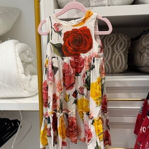 Dolce Gabbana Floral Sleeveless Kids Dress - Red, Yellow, Pink